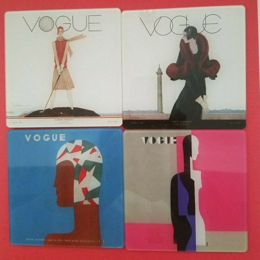 Vogue Magazine Covers 1929 Coasters Cork Backs Set of 4 Art Deco Chic RARE HTF